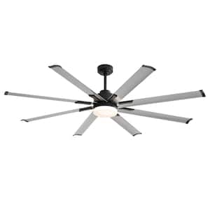 Zolman 72 in. Integrated LED Indoor Alumium-Blades Black Ceiling Fans with Light and Remote Control Included