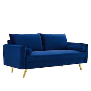 Revive 72 in. Navy Velvet 3-Seater Lawson Sofa with Square Arms