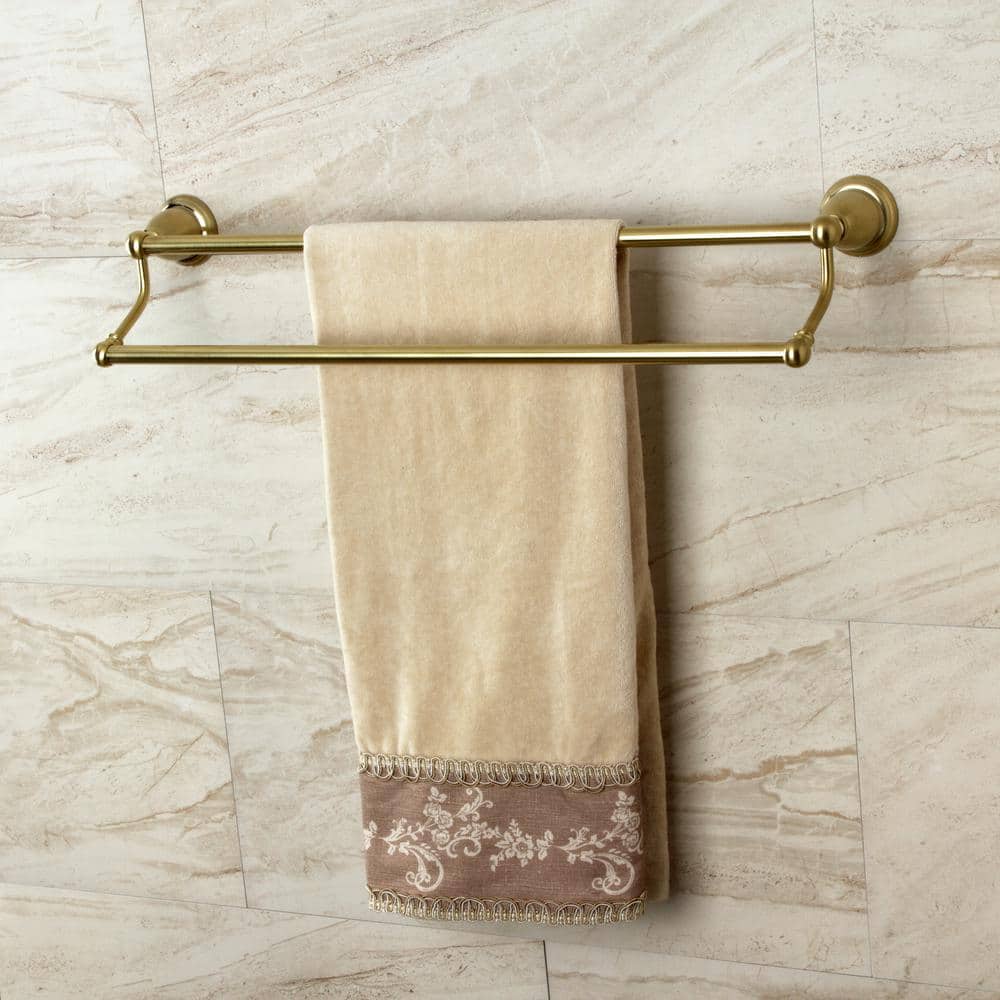 Heritage 24-Inch Brushed Brass Dual Towel Bar