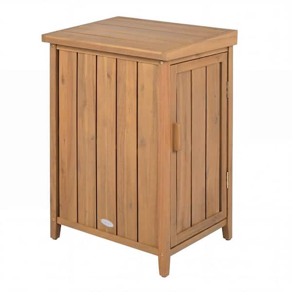 22 in. W x 18 in. D x 34 in. H Natural Acacia Wood Outdoor Storage Cabinet Package Delivery Box with Openable Lid