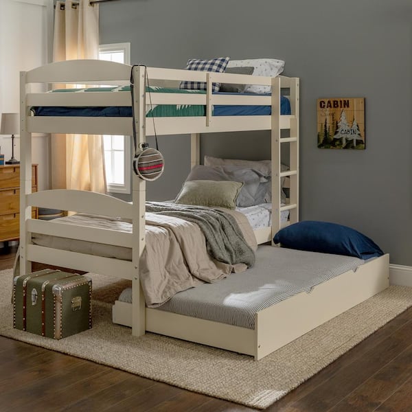 Welwick Designs Solid Wood Twin Over, Wood Twin Over Full Bunk Bed With Storage