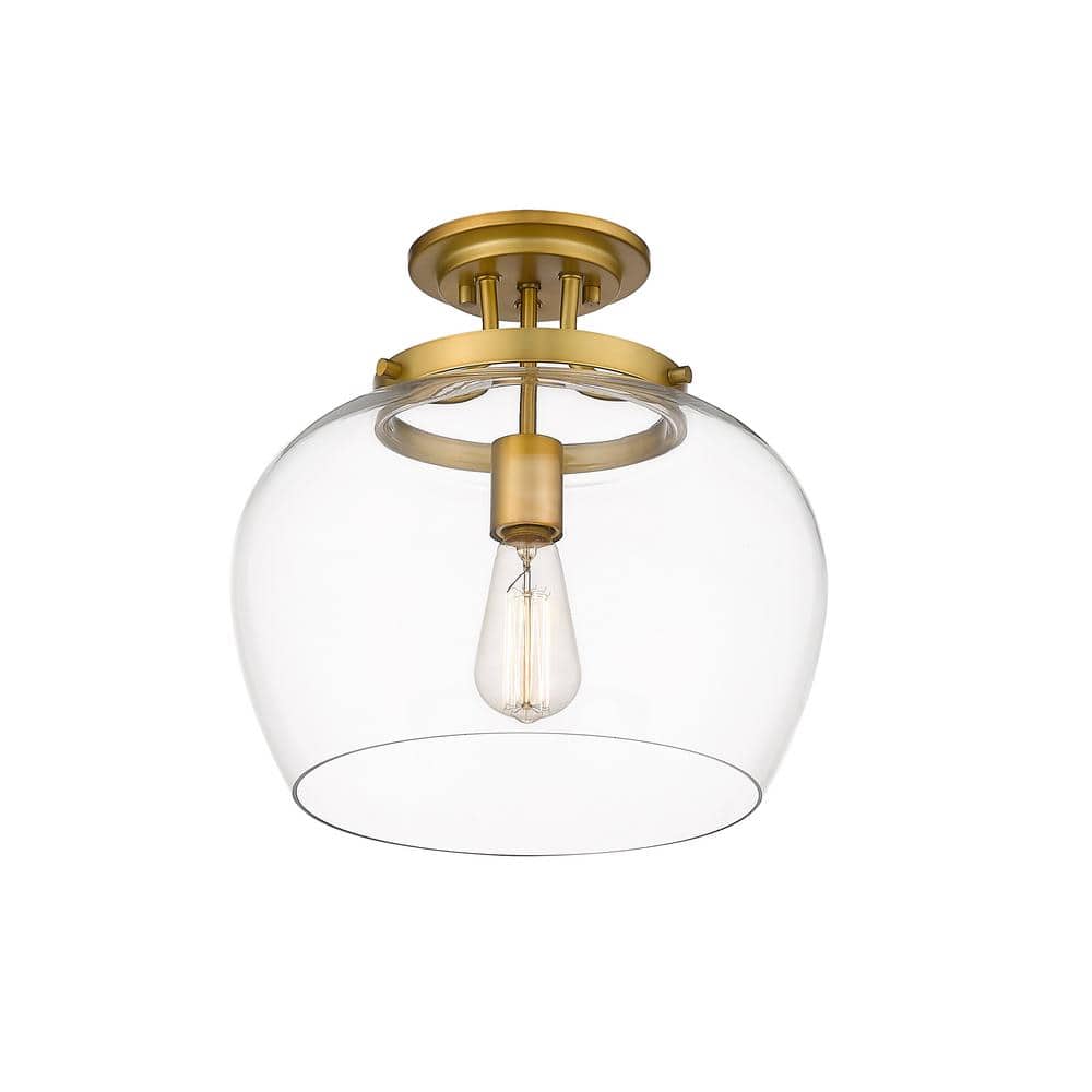 Joliet Bordeaux Glass & Olde Brass 13" Semi Flush Mount Ceiling Light