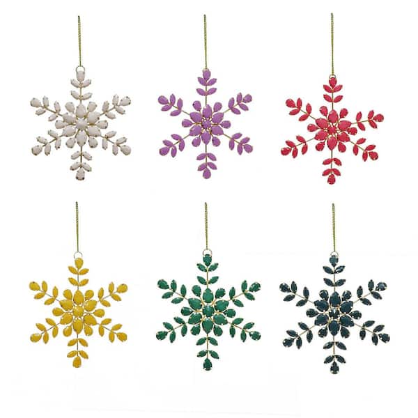 6-Piece HGTV Home Collection Beaded Snowflake Ornaments
