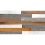 Thermo-treated 1/4 in. x 5 in. x 4 ft. Brown, White and Gray Barn Wood Wall Planks (10 Sq. Ft. per 6 Pack)