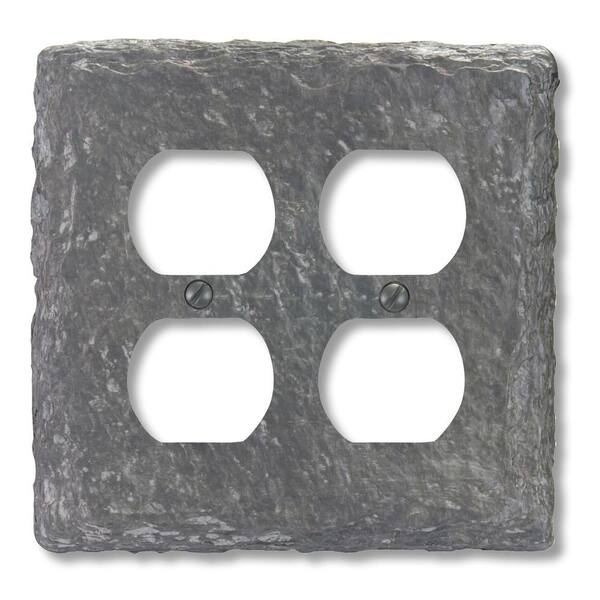 AMERELLE Gray 2-Gang Duplex Outlet Wall Plate