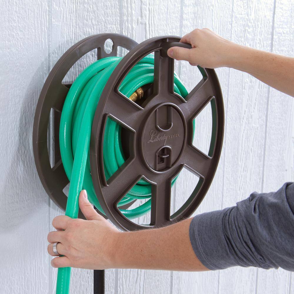 Brown Molded Plastic Wall Mount Hose Reel with Leader Hose