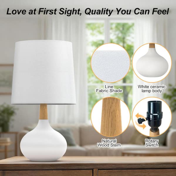 Maxax Cleveland 14 in. White Modern Ceramic Bedroom Living Room