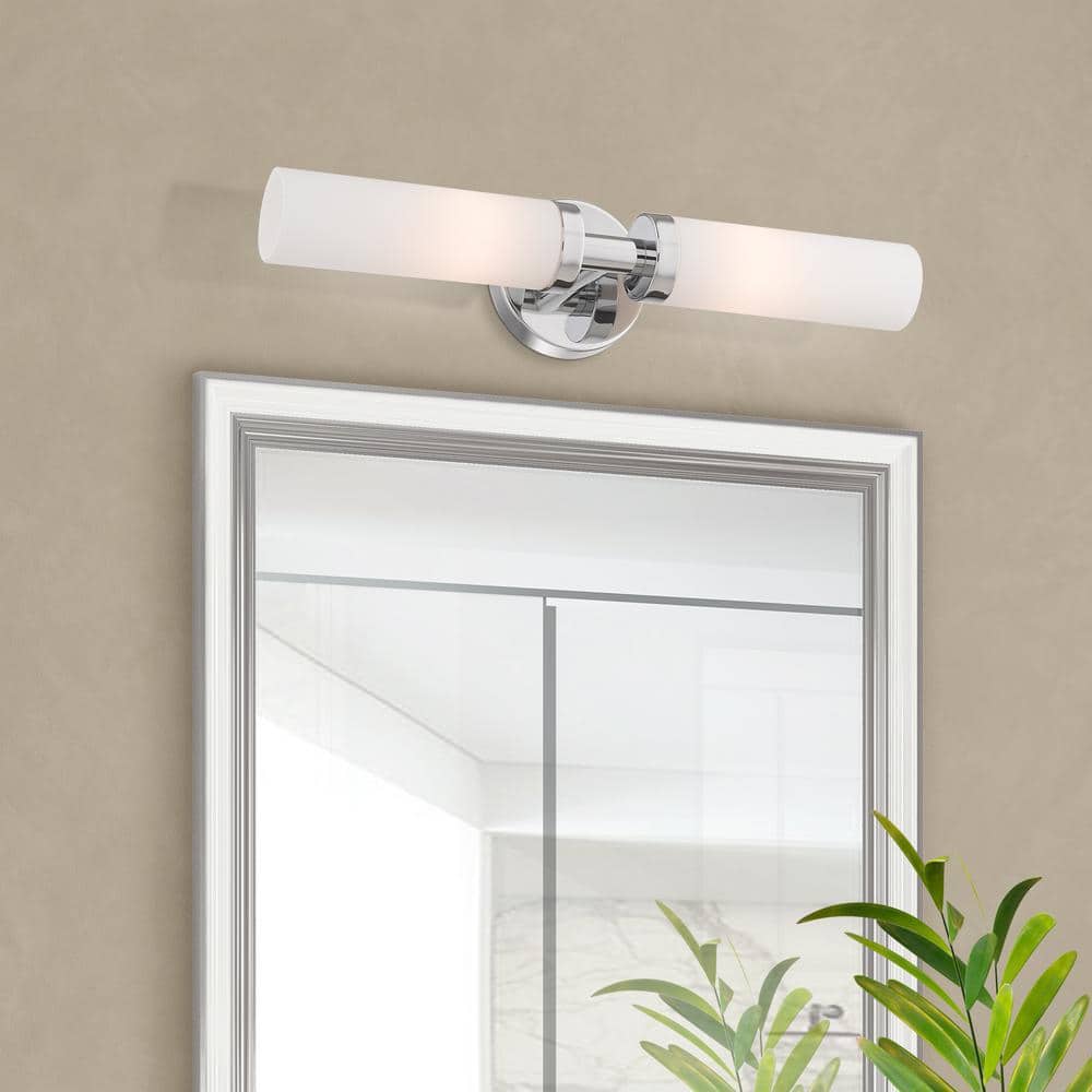Aero 18" Chrome 2-Light Bath Vanity with Opal Glass