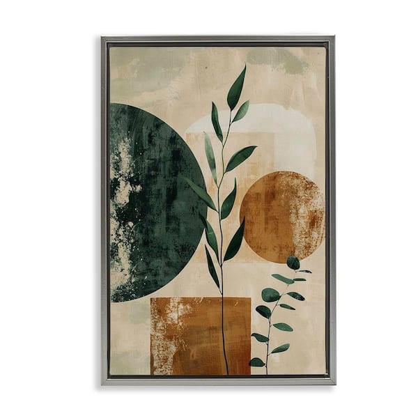 Stupell Industries Rustic Sprigs and Shapes by LSR Design Studio Gray Floater Frame Nature Graphic Art Print 31 in. x 21 in.