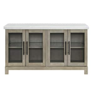 Carena White Marble Top 63 in. Sideboard with Light