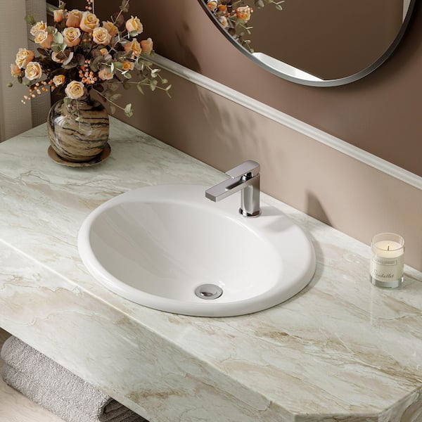 サイズは25.5 Glacier Bay Aragon 19 in. Drop-In Round Vitreous China Bathroom