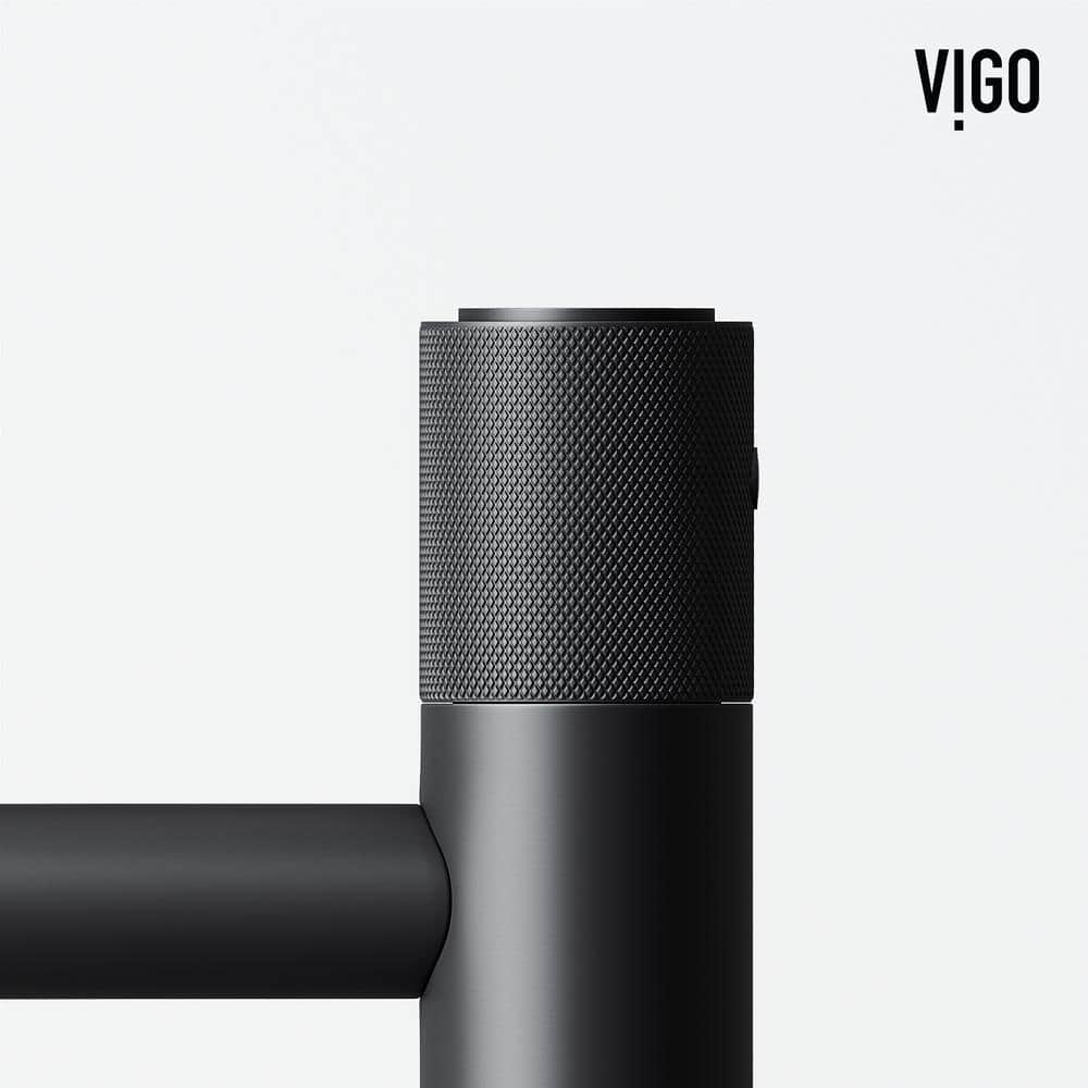 Apollo Matte Black High-Arc Vessel Bathroom Faucet with Diamond Knurling