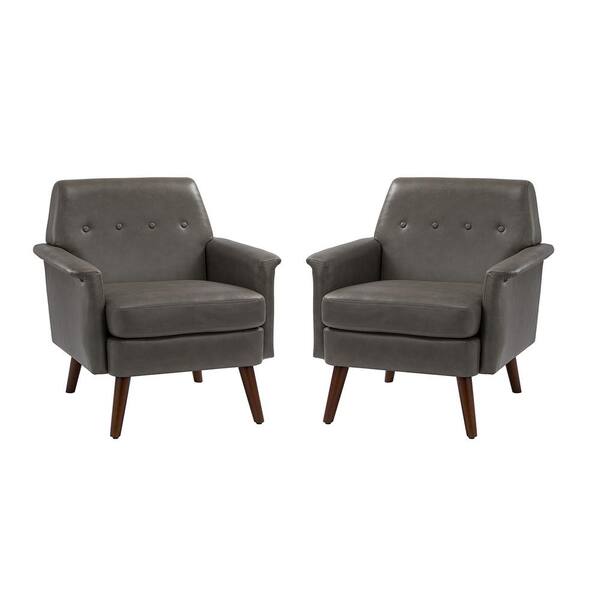 JAYDEN CREATION Mutina Grey armchair with Solid wood Legs set of 2
