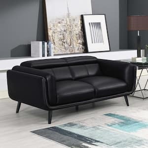 Shania 64.5 in. W Black Faux Leather Upholstered Loveseat