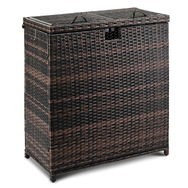 72 gal. Brown Outdoor Trash Can with Lid