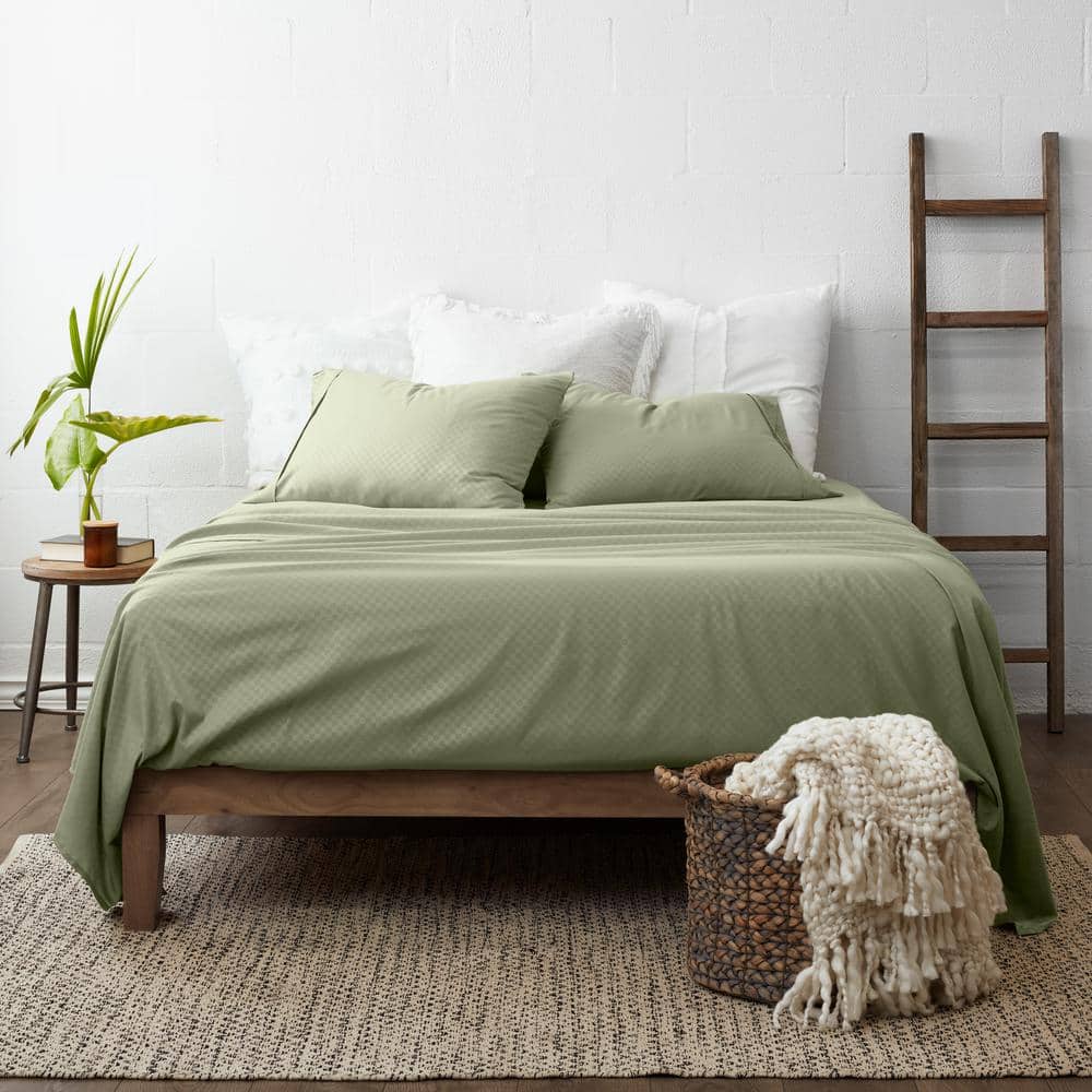 Sage Green Checkered Twin Microfiber Sheet Set