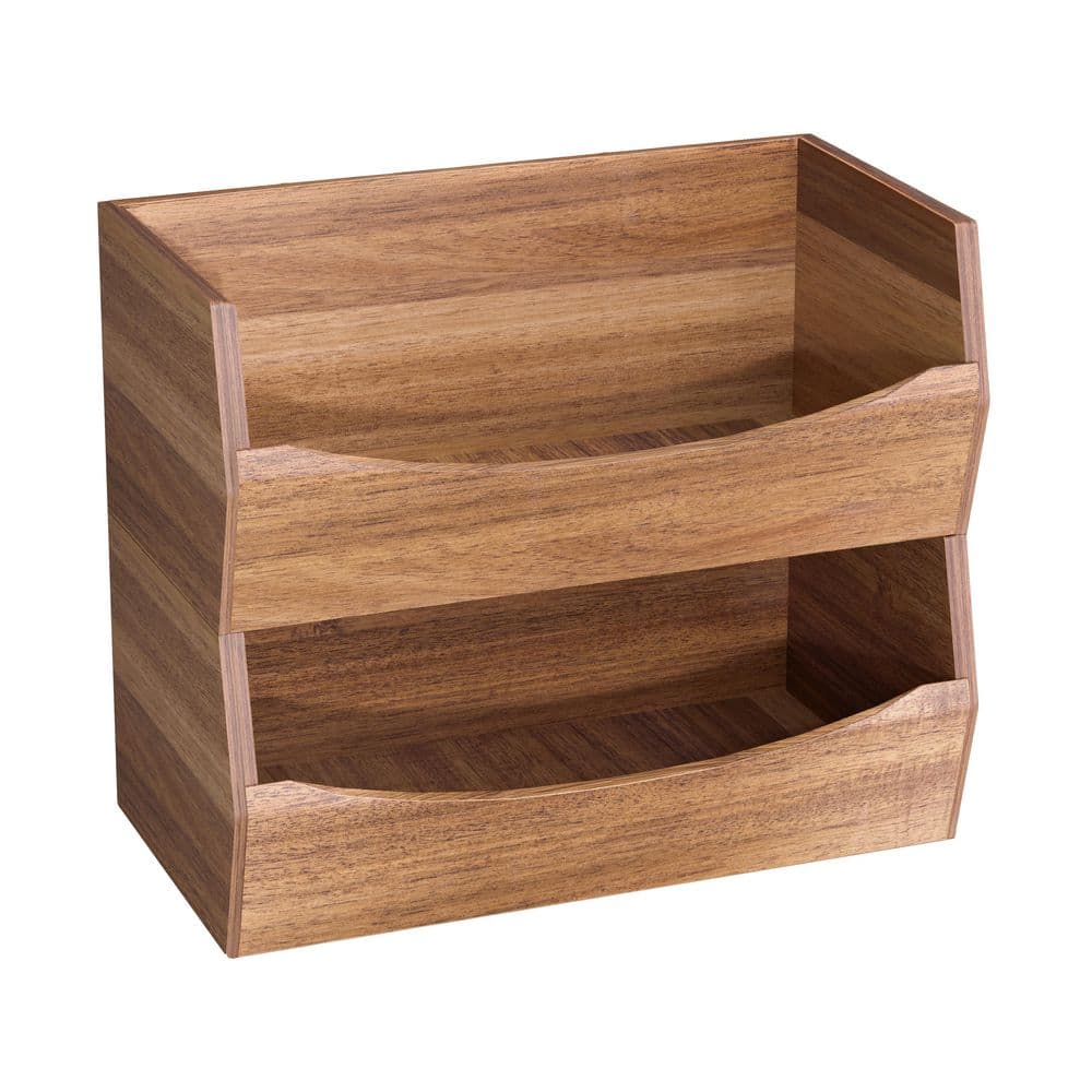 acaciaです Seville Classics 2-Piece Stackable Acacia Storage Organizer Bin