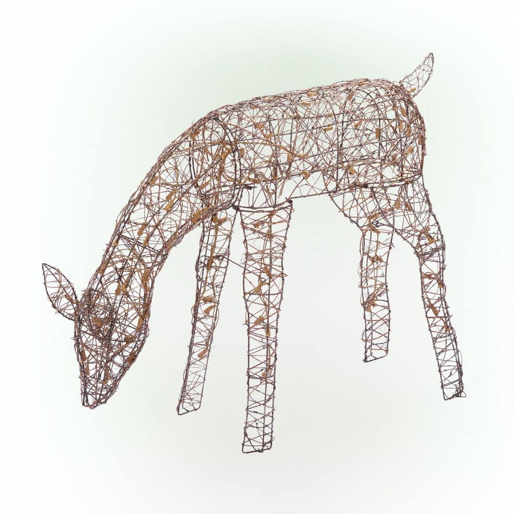 Large Warm White Pre-lit Rattan Reindeer Decoration