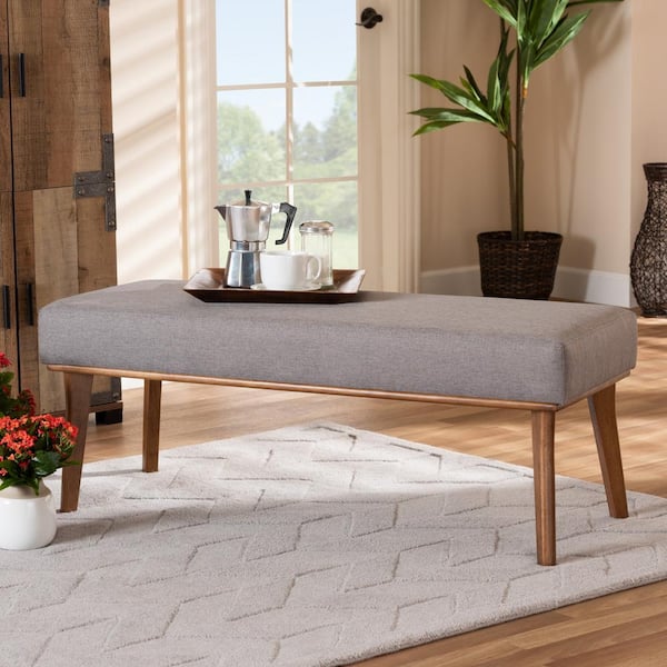 Baxton Studio Odessa Grey and walnut brown Dining Bench 175 10842