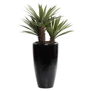 46 in. H Dracaena Artificial Plant with Realistic Leaves and Black Fiberglass Pot