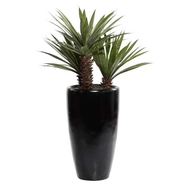 Litton Lane 46 in. H Dracaena Artificial Plant with Realistic Leaves and Black Fiberglass Pot