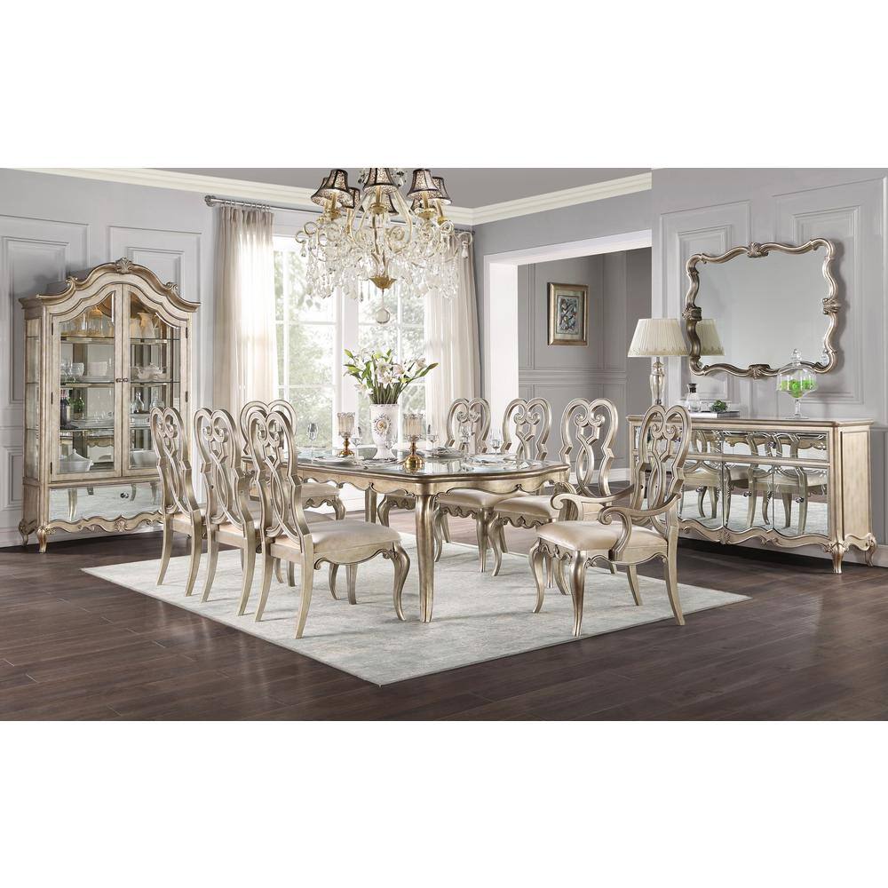 Esteban Ivory Velvet Upholstered Side Chair with Wood Accents