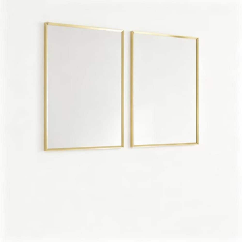 36 in. W x 24 in. H Double Framed Nickel Wall-Mounted Beveled Frame Bathroom Vanity Mirror,Brushed Gold price history on PriceWatchPro