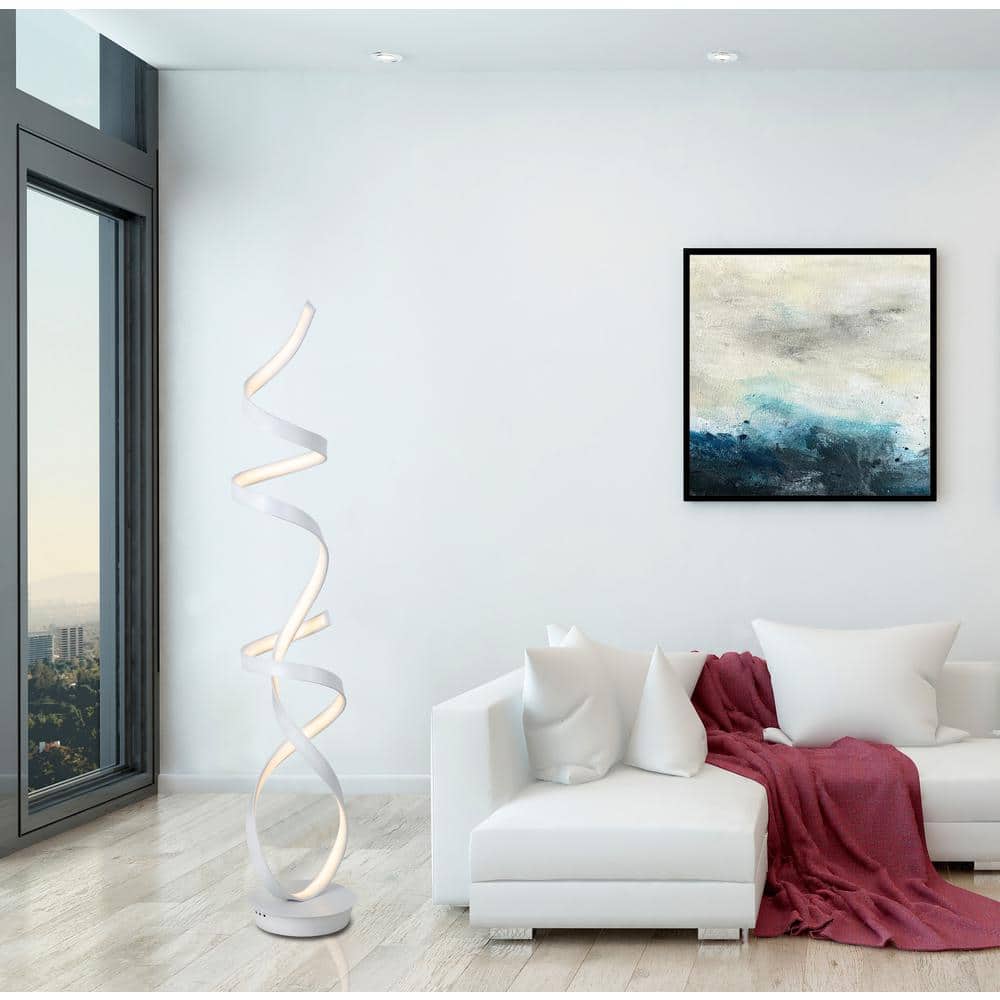 Orchestra 63'' Matte White LED Floor Lamp with Artistic Curved Design