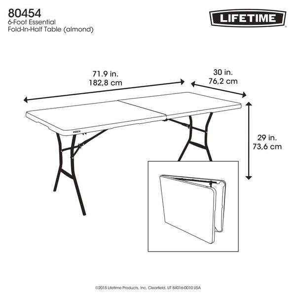 Lifetime 6 Ft Fold In Half Table, How Wide Is A Standard Folding Table