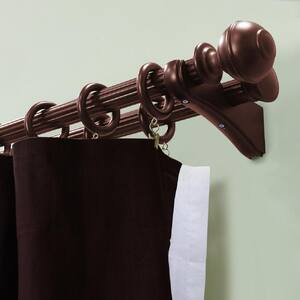 Mix and Match Wood Double Curtain Rod Brackets for 1-3/8 in. Rods in Antique Mahogany (2-Pack)