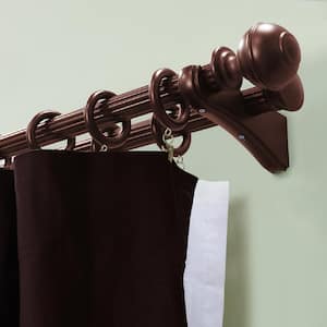 Mix And Match Antique Mahogany Wood Double 7 in. Projection Curtain Rod Bracket (Set of 2)