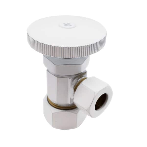 heelal voor conjunctie Westbrass Round Handle Angle Stop Shut Off Valve, 1/2 in. Copper Pipe Inlet  with 3/8 in. Compression Outlet, Powder Coat White D105-50 - The Home Depot