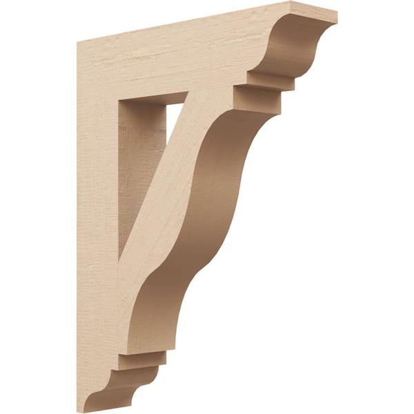 Ekena Millwork 5.5 in. x 32 in. x 24 in. Funston Traditional Rough Cedar Woodgrain Timberthane Polyurethane Bracket, Primed Tan