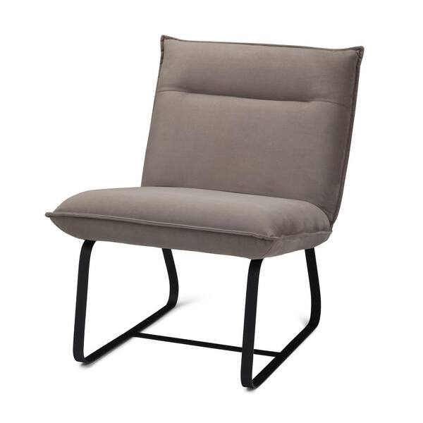 Simpli Home Eliza 26 in. Wide Contemporary Modern Metal Frame Accent Chair in Camel Fabric