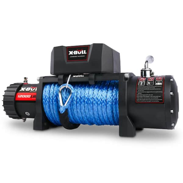 12-Volt 12000 lbs. Electric Winch Synthetic Rope Trailer Towing for Truck Jeep SUV
