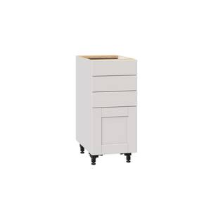 Shaker Assembled 15x34.5x24 in. 4-Drawer Base Cabinet with Metal Drawer Boxes in Vanilla White