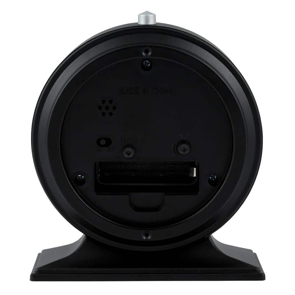 Small Black Plastic Round Analog Alarm Clock