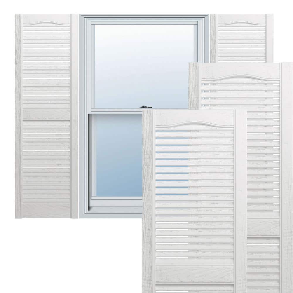 14.5 in. W x 24 in. H TailorMade Vinyl Cathedral Top Center Mullion, Open Louver Shutters Pair in White price history on PriceWatchPro