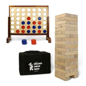 30 in. H Wood Stacking Game Bundle with 22 in. H 4-in-a-Row Game