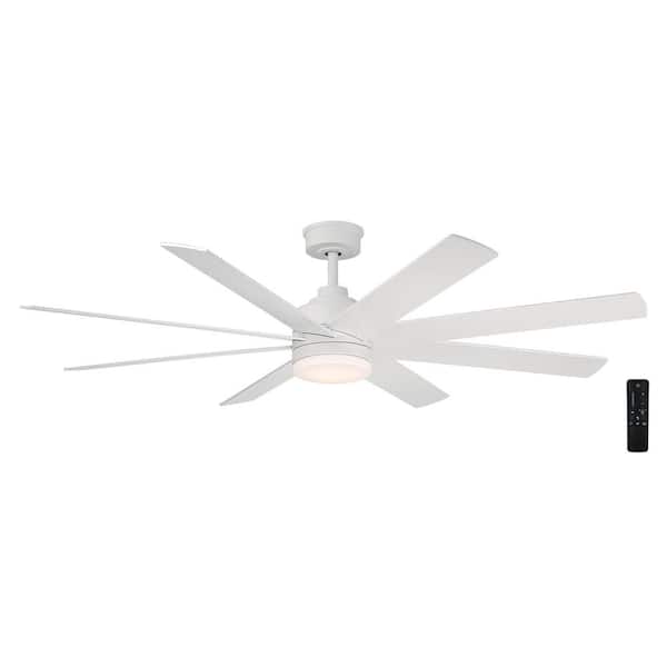 Home Decorators Collection Celene II 62 in. Indoor/Outdoor Matte White DC Motor Ceiling Fan with Adjustable White Integrated LED w/ Remote Included