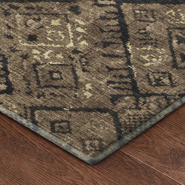 Mayfield Premium Machine Washable Abstract AMF2470 Chocolate 10 ft. x 14 ft. Area Rug