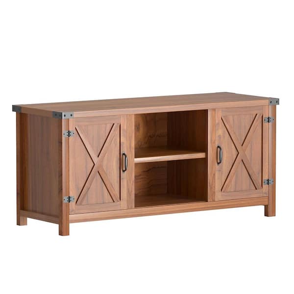 58 in. Farmhouse Walnut TV Stand Fits TV's up to 65 in. with Cabinets and Adjustable Shelves