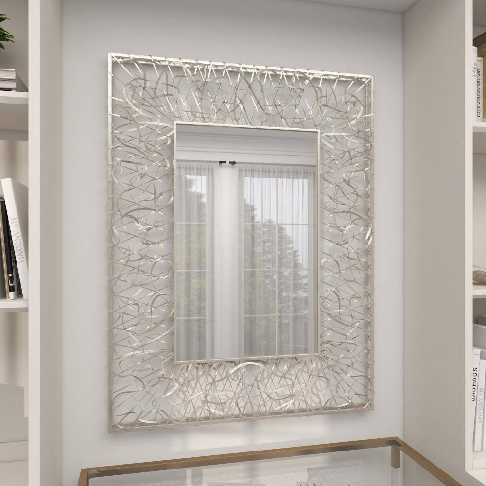 Silver Rectangular Full Length Iron Wall Mirror