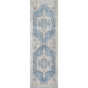 Ehtel Medallion Fringe Gray 3 ft. x 10 ft. Runner Rug