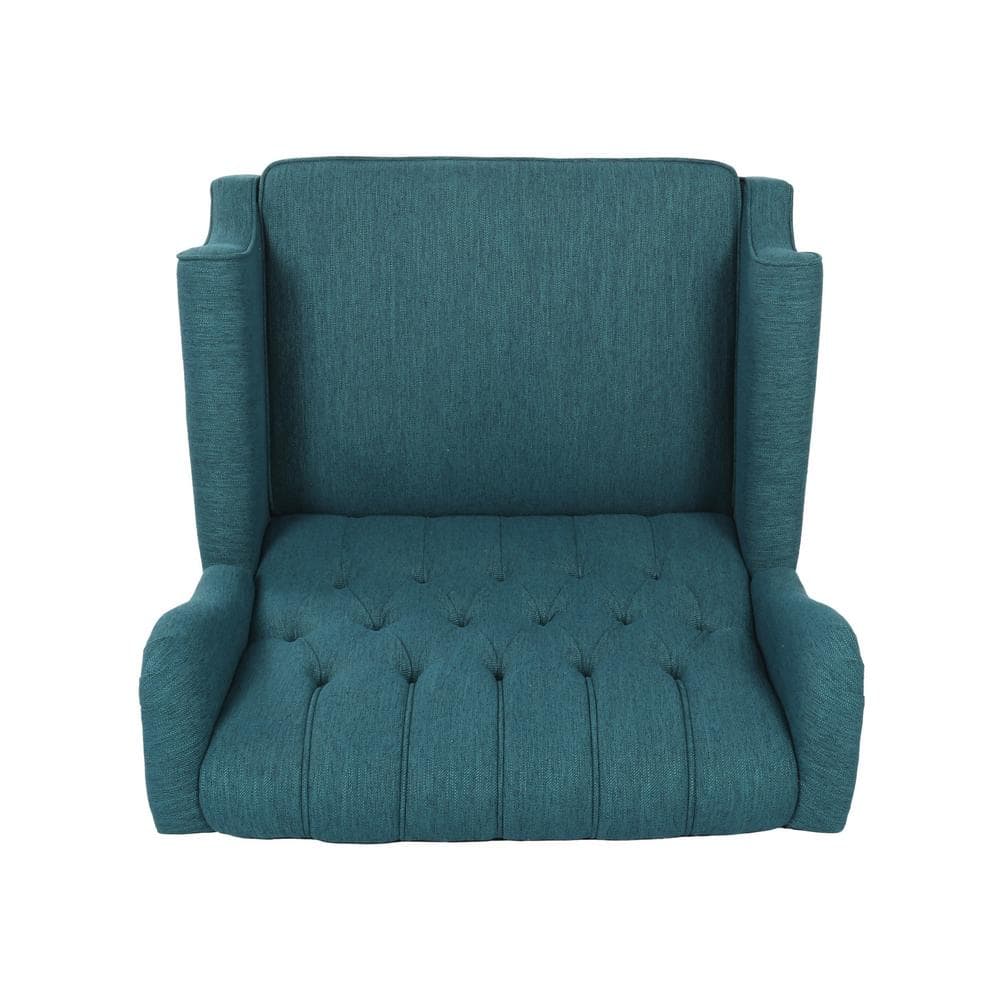 Oversized Blue Faux Wood Wingback Recliner