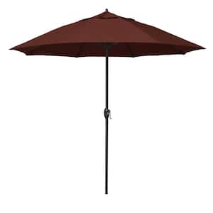9 ft. Bronze Aluminum Market Patio Umbrella with Fiberglass Ribs and Auto Tilt in Henna Sunbrella