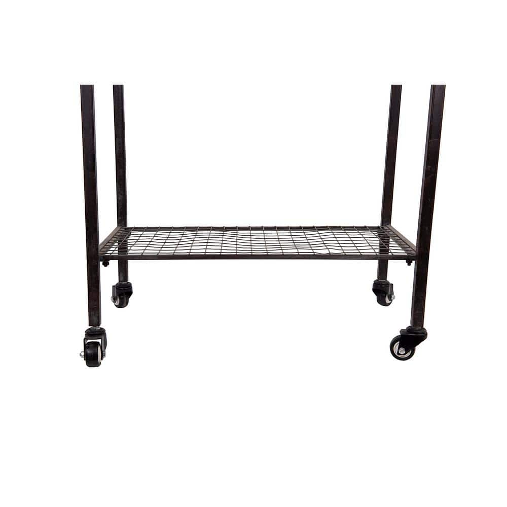 Galvanized Silver and Black Metal Planter Tub on Casters