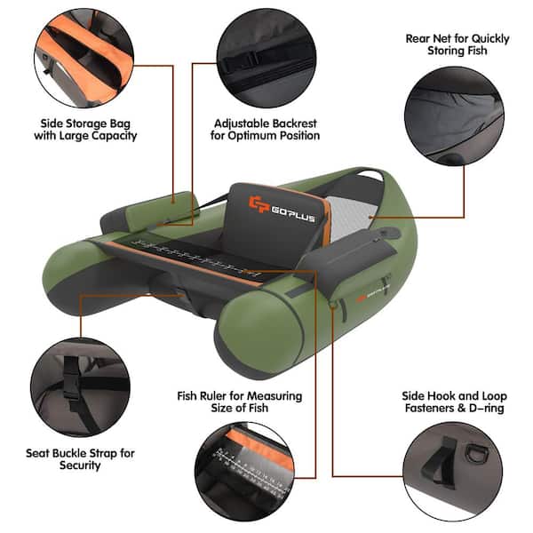 Inflatable Fishing Float Tube with Inflatable Seat for Fishing - Costway
