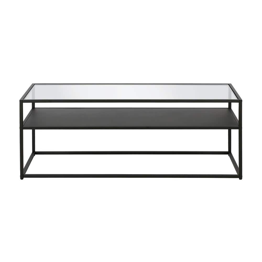 Ada 46'' Rectangular Blackened Bronze Metal & Glass Coffee Table