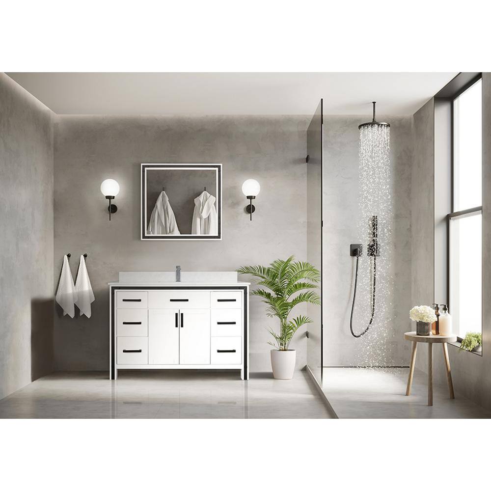 Ziva 48" White Cultured Marble Top Vanity with Mirror
